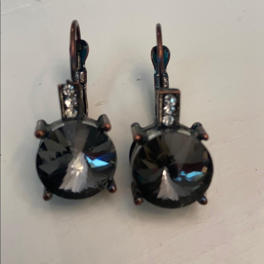 Gray stone dangle earrings
